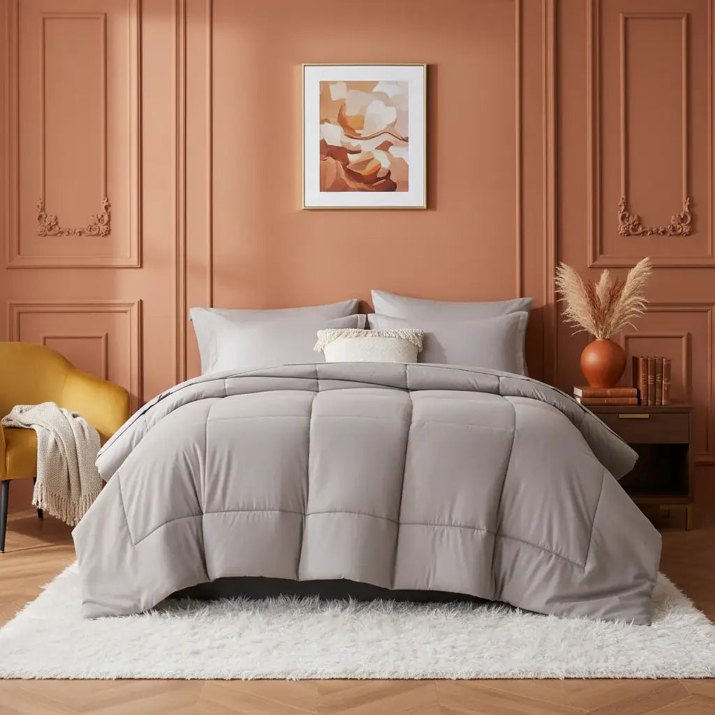 Queen 7 Piece Comforter Set, Stylish Solid Geometry Comforter & Sheet