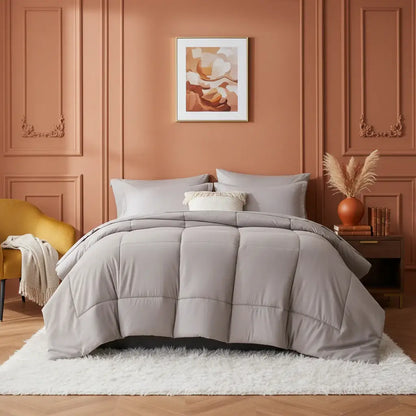 Queen 7 Piece Comforter Set, Stylish Solid Geometry Comforter & Sheet