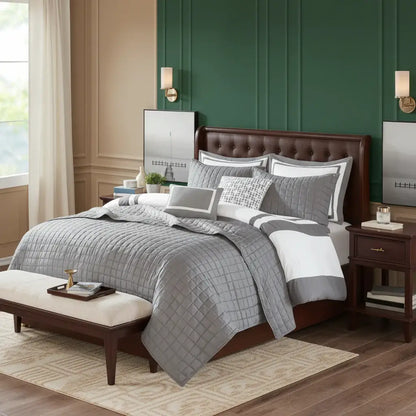 Grey Full Queen Comforter and Quilt Set