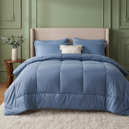 Queen 7 Piece Comforter Set, Stylish Solid Geometry Comforter & Sheet