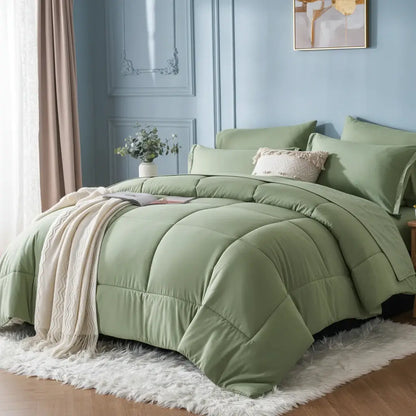 Queen 7 Piece Comforter Set, Stylish Solid Geometry Comforter & Sheet