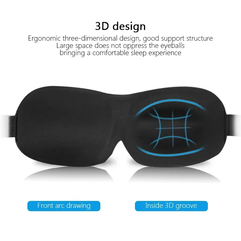 3D Contoured Sleep Eye Mask - Men & Women Light Blocking Concave Blindfold for Deep Sleep Night Vision
