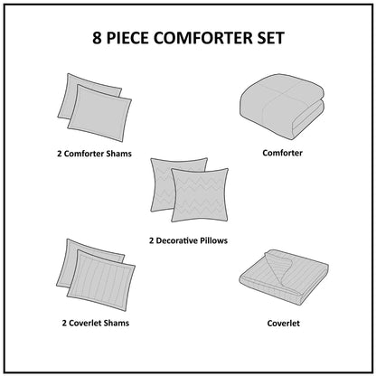 Grey Full Queen Comforter and Quilt Set