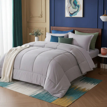 Queen 7 Piece Comforter Set, Stylish Solid Geometry Comforter & Sheet